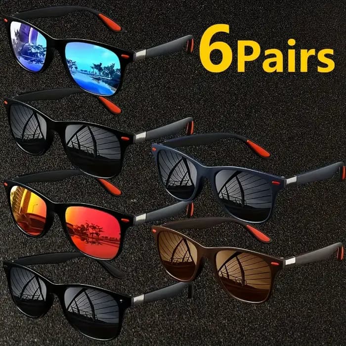 Lunettes tendance pour hommes, 6 pièces, style neutre, monture en PC confortable et durable, adaptée