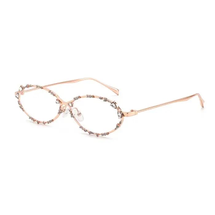 Y2K – lunettes ovales avec strass brillants, mode coréenne, blocage de la lumière bleue, monture opt