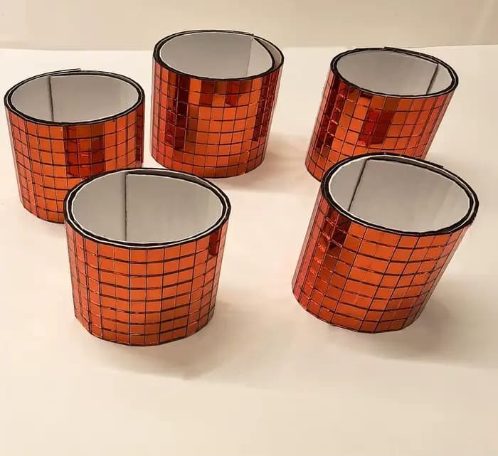 Mosaïque de miroir en verre autocollante orange, 2400 pièces de carreaux de miroir 5x5mm pour boule 