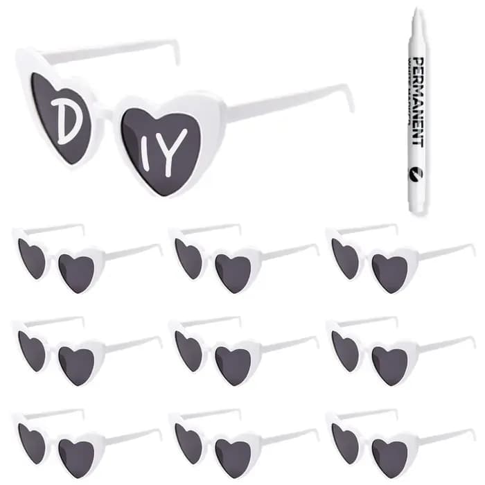 100-10 pièces lunettes de soleil de mariage bricolage lunettes de soleil coeur personnalisées avec s