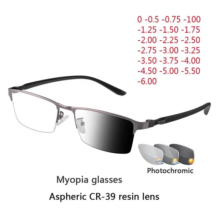 Lunettes de soleil photochromiques pour myopie pour hommes et femmes, lunettes de myopie à correctio