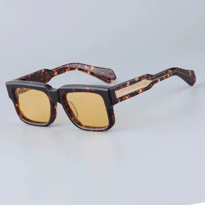 JMM The gentlemens Star Hemmings Style lunettes de soleil carrées en acétate avec métal doré argent 