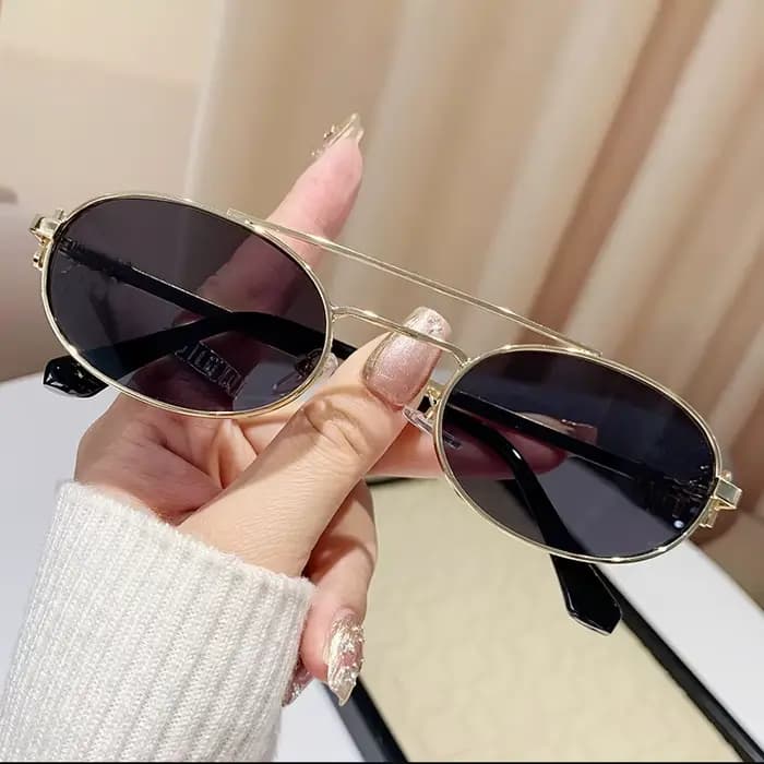 Lunettes de soleil ovales en métal pour hommes et femmes, lunettes de marque, lunettes UV400, rétro,
