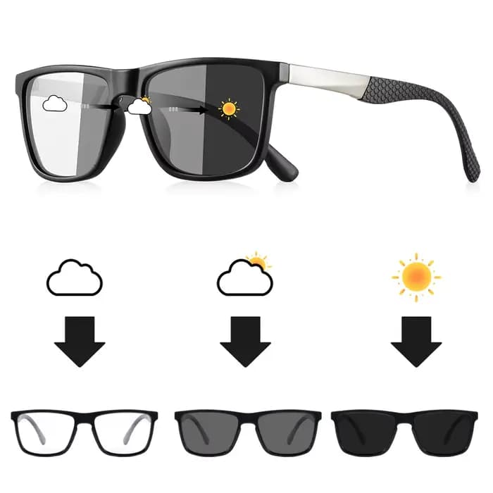 Lunettes de soleil photochromiques pour hommes et femmes, carrées, décontractées, tendance, mode pêc