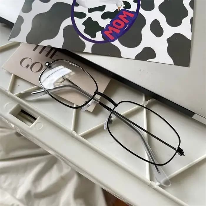 Y2K – petites lunettes à monture carrée en métal pour femmes et hommes, Vintage, plates, Anti-bleu, 