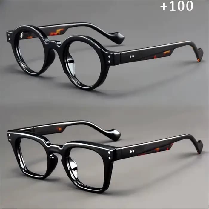 Un ensemble de 2 lunettes de lecture rondes et carrées vintage, adaptées aux hommes et aux femmes, c