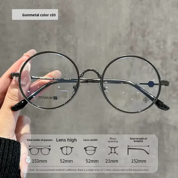 Lunettes surdimensionnées rétro en écaille de tortue, monture ronde en titane pur pour grands visage