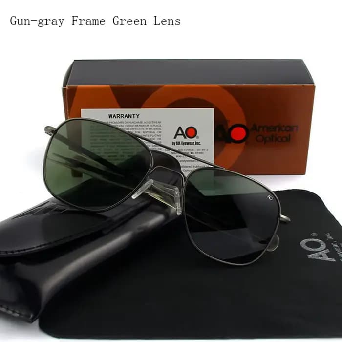 Lunettes de soleil pilote pour hommes, UV400, qualité supérieure, AO, miroir militaire de l'armée am