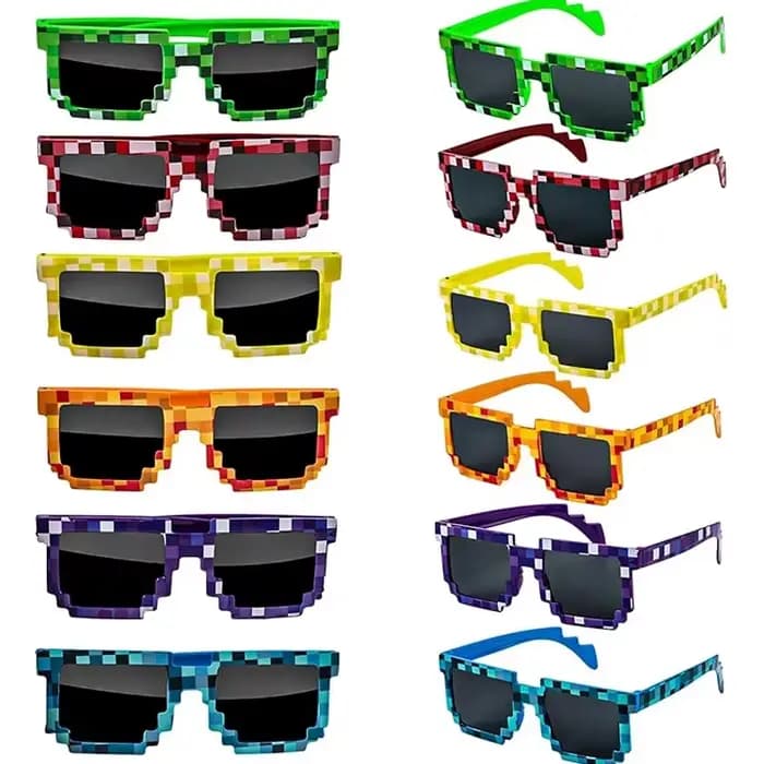 Lunettes de soleil Pixel rétro pour adultes, garçons et filles, accessoires Photo, fournitures de fê