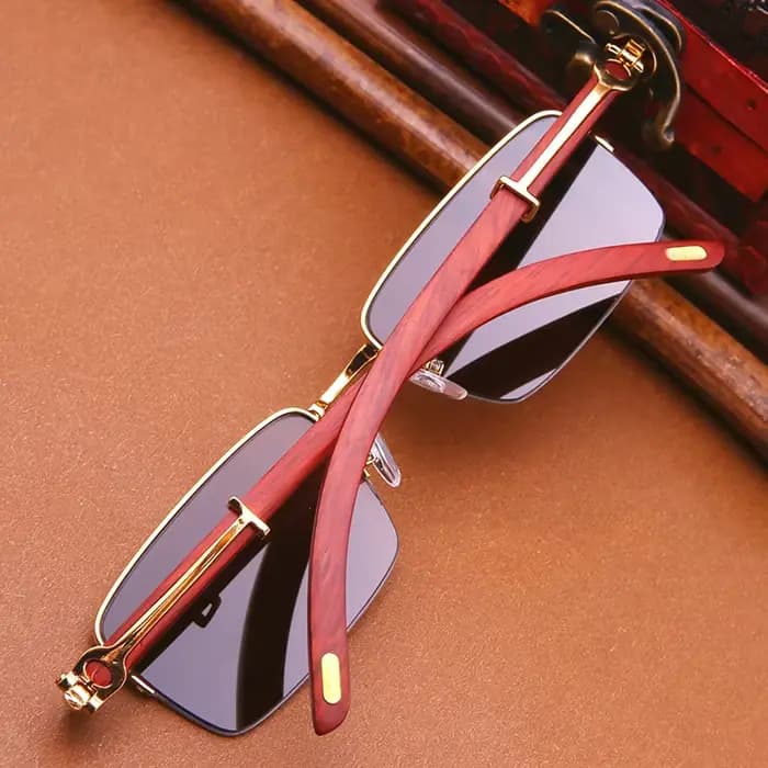Vazrobe-Lunettes de soleil en verre pour hommes et femmes, monture en bois véritable, lentille en pi
