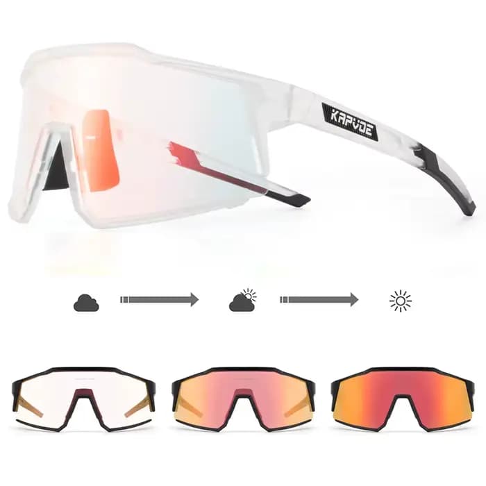 KAPVOE lunettes de cyclisme à couleur changeante activités de plein air lentilles de soleil rouge bl