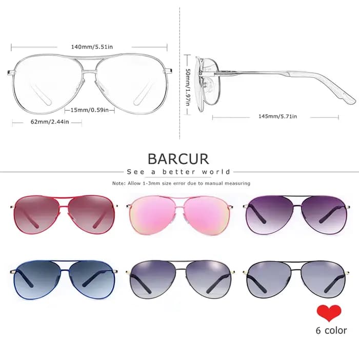 BARCUR hommes dégradé femmes lunettes de soleil polarisées lunettes de soleil pour hommes pilote