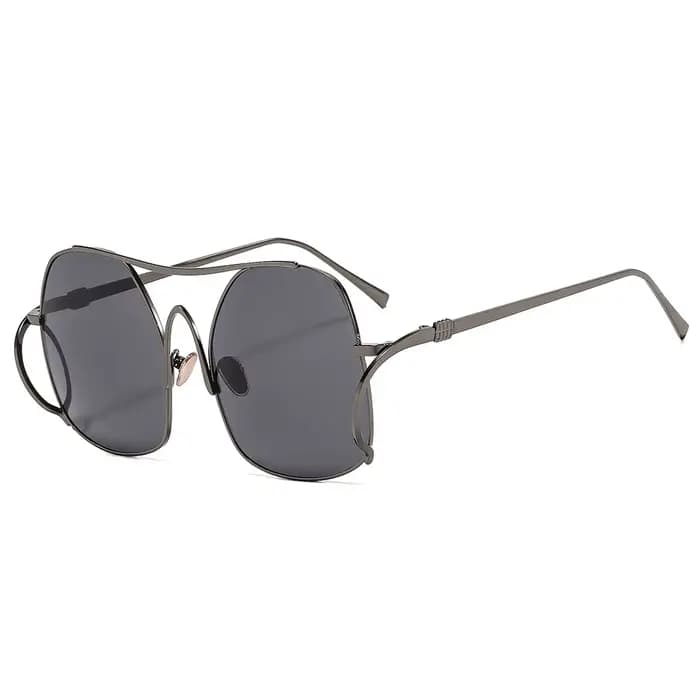 Nouvelle mode de luxe dégradé ovale femmes lunettes de soleil 2025 personnalité Double faisceau cadr