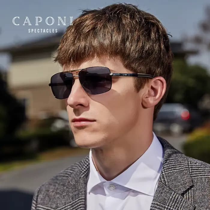 CAPONI-Lunettes de soleil photochromiques polarisées pour hommes, design de marque classique, nuance