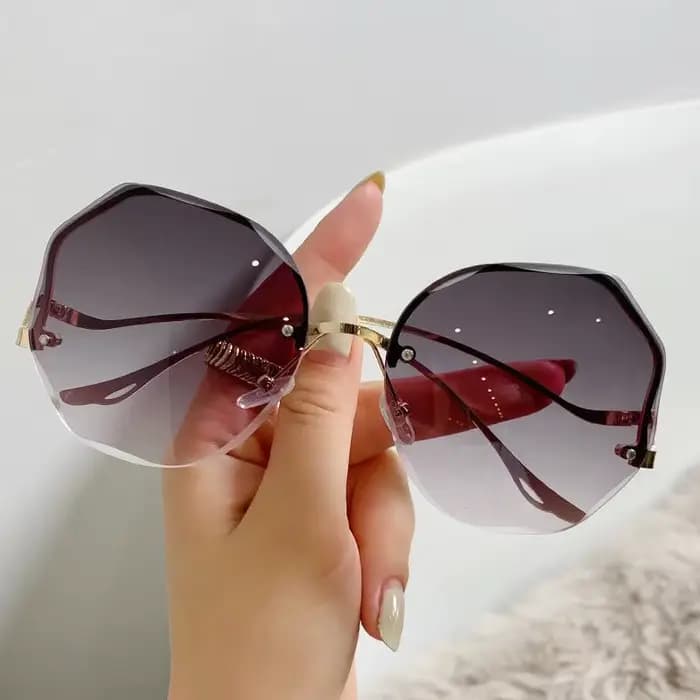Lunettes de soleil sans bords pour femmes, en métal, Vintage, Design élégant, carrées surdimensionné