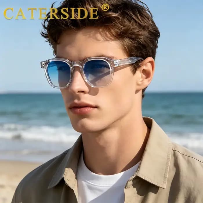 Lunettes de soleil rétro punk CATERSIDE pour hommes, monture carrée petite, design personnalisé, lun