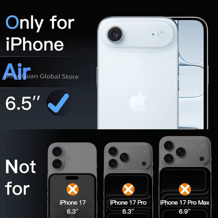 Version 2026 pour iPhone 17 Verre trempé à l'air