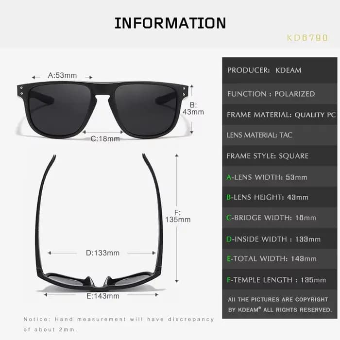 KDEAM-Lunettes de soleil polarisées légères pour hommes, durables, toutes tailles, verres de revêtem