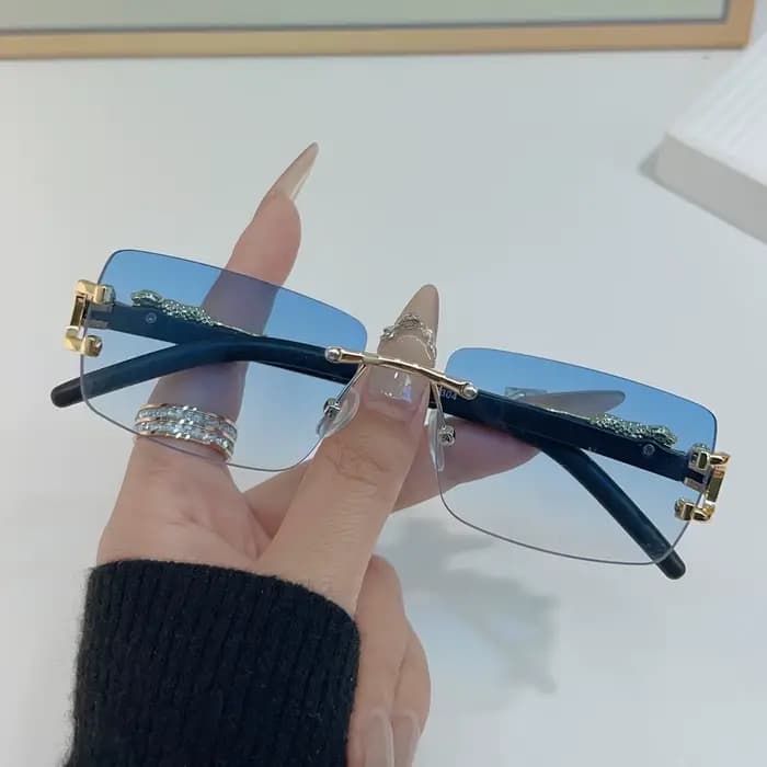 Lunettes de soleil rectangulaires personnalisées sans cadre pour femmes et hommes, 1 pièce, à la mod