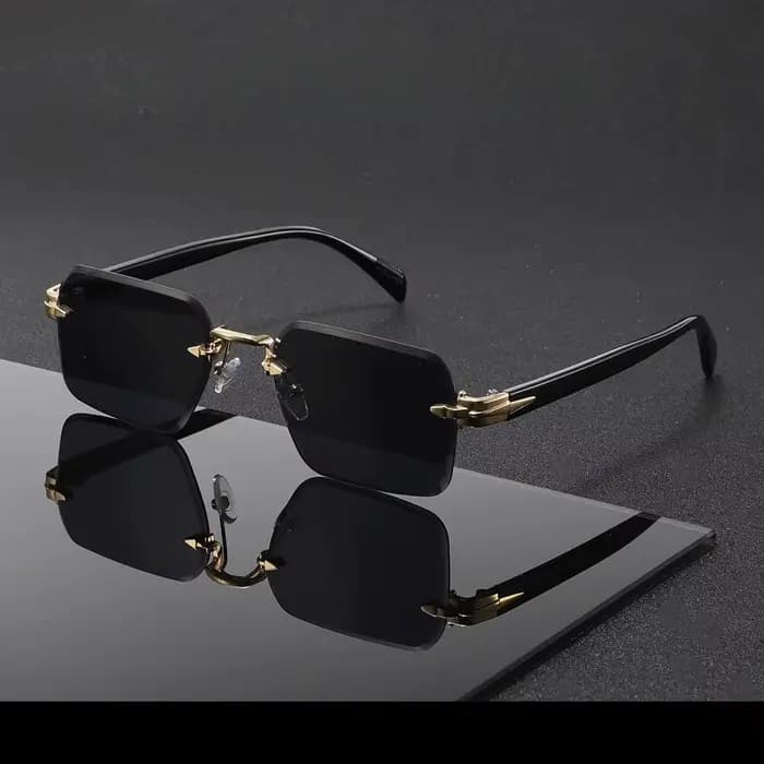 Lunettes de soleil sans monture en métal, charnières en métal, lunettes de soleil pour hommes et fem