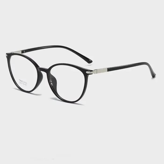 Reven Jate-Lunettes Rondes Rétro pour Femme, Montures Optiques Myopie, Verres Clairs en Métal, Noir 
