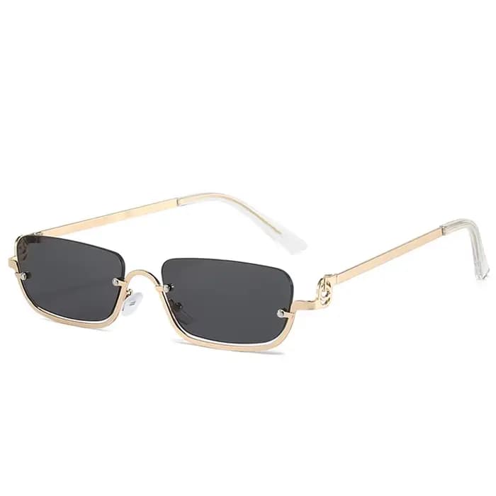Lunettes de soleil carrées demi-cadre pour femmes, marque de luxe, petites lunettes de soleil rectan