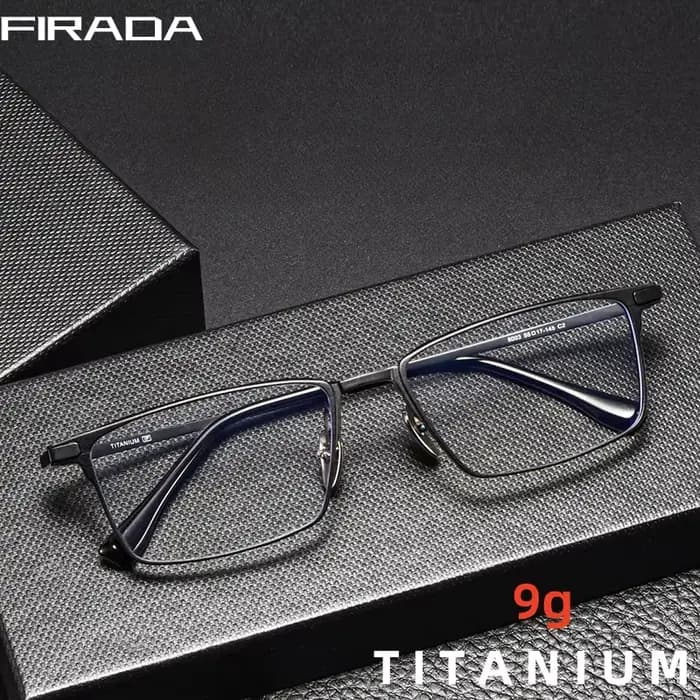 FIRADA mode lunettes confortables Vintage carré pur titane lunettes affaires Prescription lunettes c