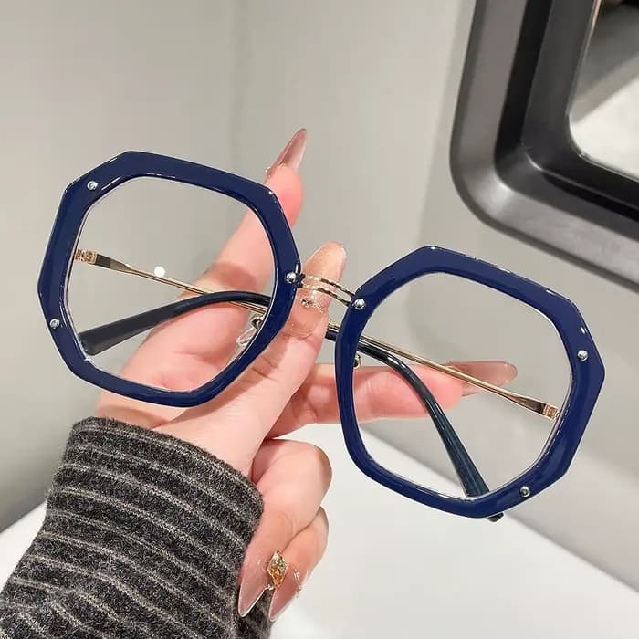 Lunettes unies à la mode pour femmes, nouvelle monture polygonale, Design creux latéral polyvalent, 