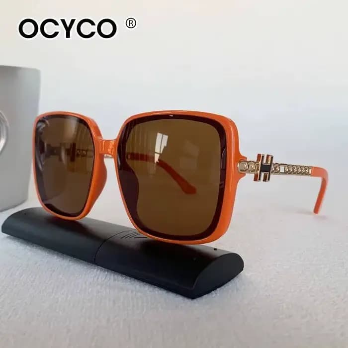 Lunettes de soleil carrées de marque Vintage pour femmes et hommes, grande monture, Design de lettre