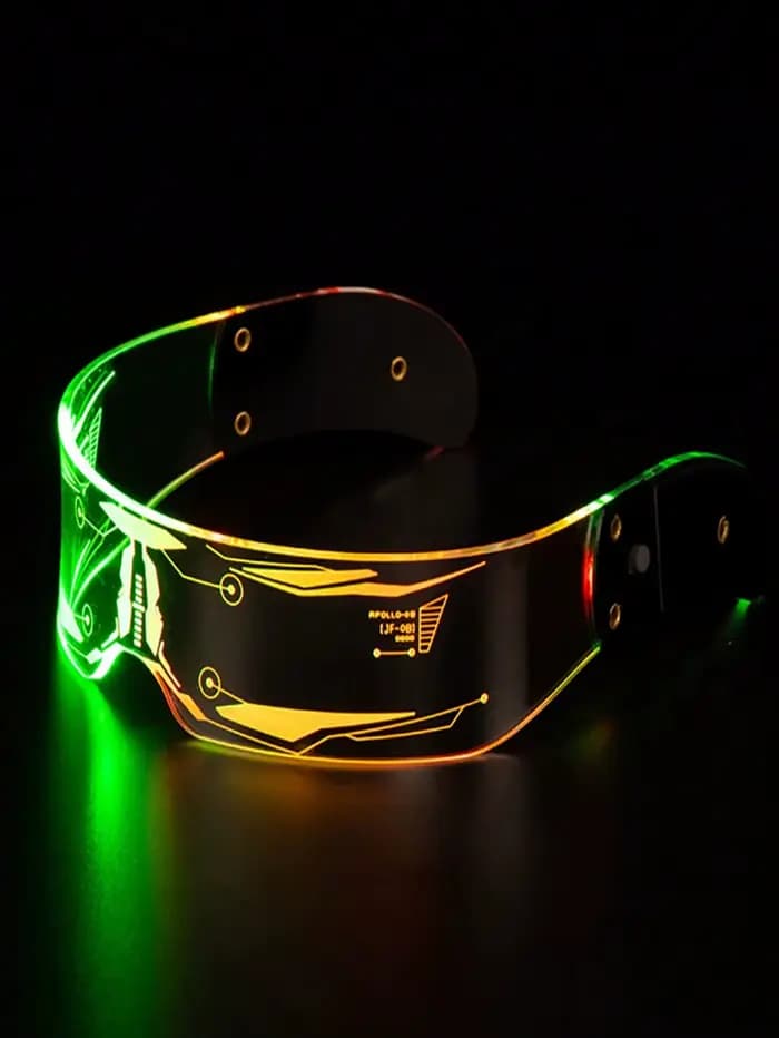 Lunettes lumineuses futuristes pour fêtes, bars, festivals de musique, raves, science-fiction, Noël.