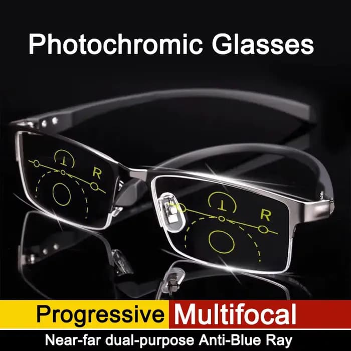Lunettes de lecture progressives photochromiques à Transition en titane pour hommes, hypermétropie, 