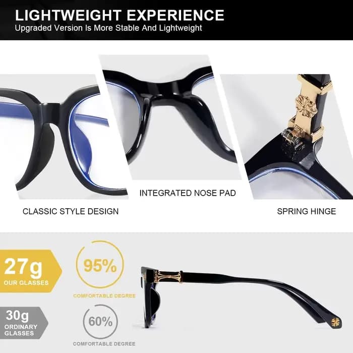 Lunettes carrées classiques anti-lumière bleue, 1 pièce, pour hommes et femmes, monture noire et tra