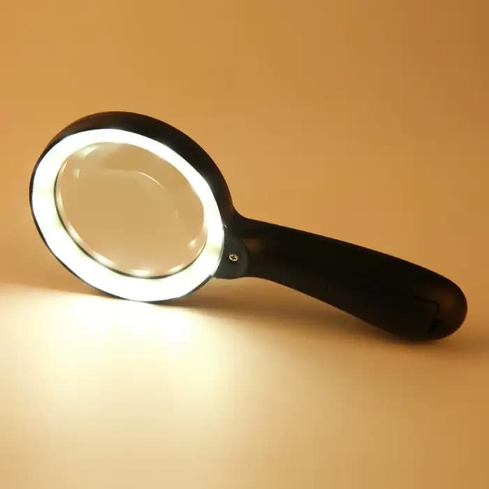 Lunettes de lecture grossissantes Glass-10X à main avec 12 LED lumineuses pour les personnes âgées, 