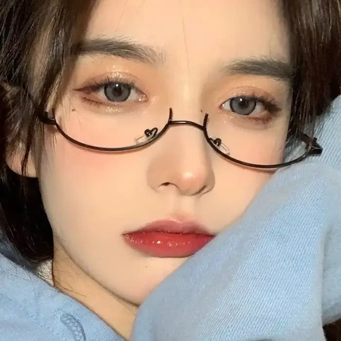 Lunettes ovales en métal pour femmes et filles, demi-monture, Y2K, sans lentille, cosplay, anime, ph