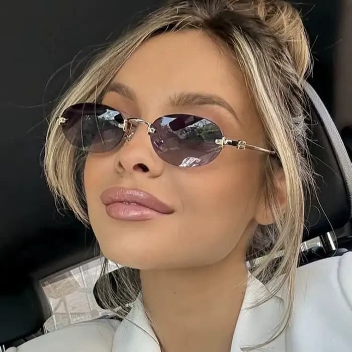 Lunettes de soleil ovales sans cadre, nouvelles lunettes de soleil rétro, tendance, Style Concave, H