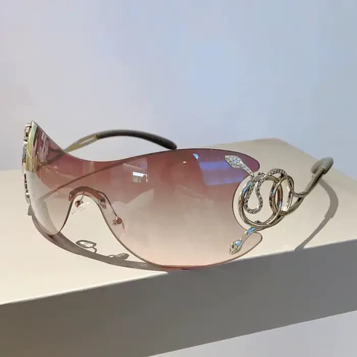 KLASSNUM-Lunettes de soleil sans monture Y2k pour femme, verres dégradés, nuances d'extérieur, lunet
