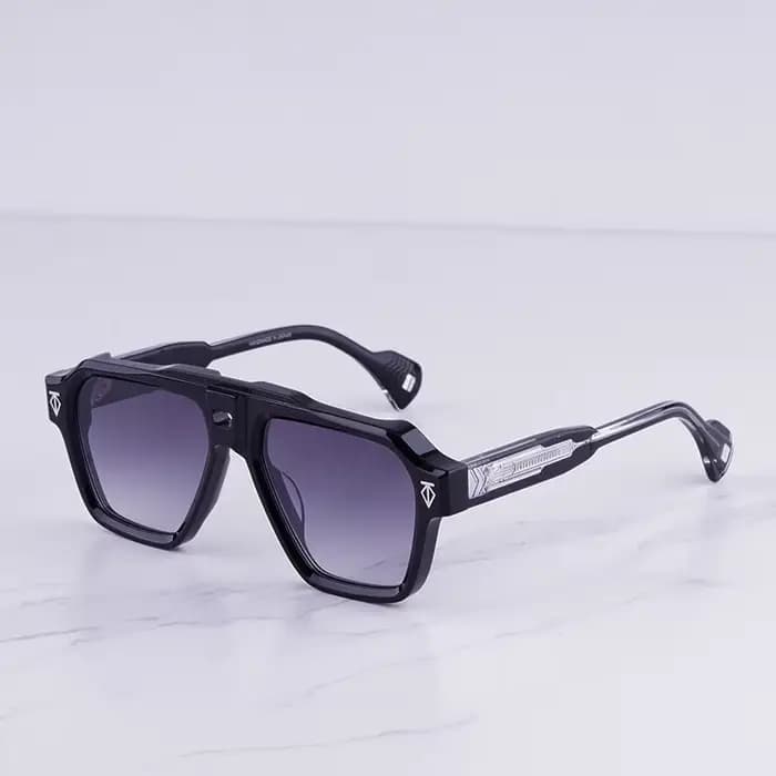 Lunettes de soleil pilote SKYLINE High Street noires et argentées pour homme, modèle 2026, tendance,