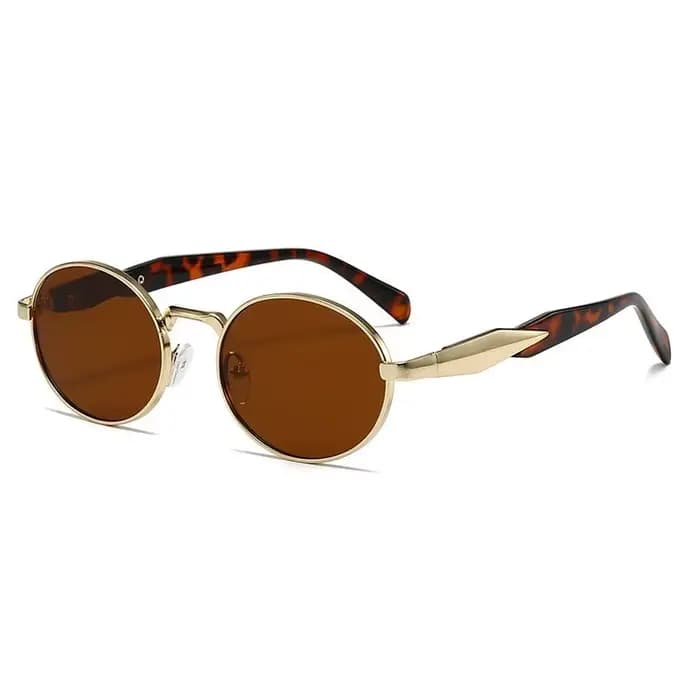 Lunettes de soleil vintage ovales en métal, style décontracté de marque tendance, lunettes de soleil