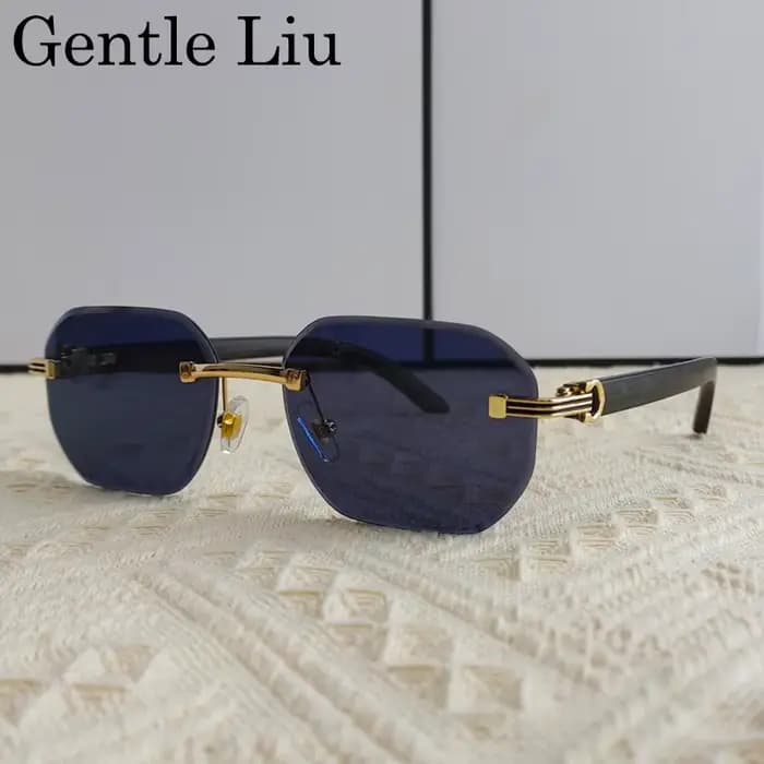 Lunettes de soleil vintage carrées sans monture pour hommes 2026 – Marque de luxe tendance, style pu