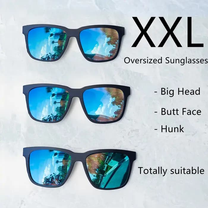 JULI carré surdimensionné lunettes de soleil polarisées pour grandes têtes hommes rétro Vintage XXL 