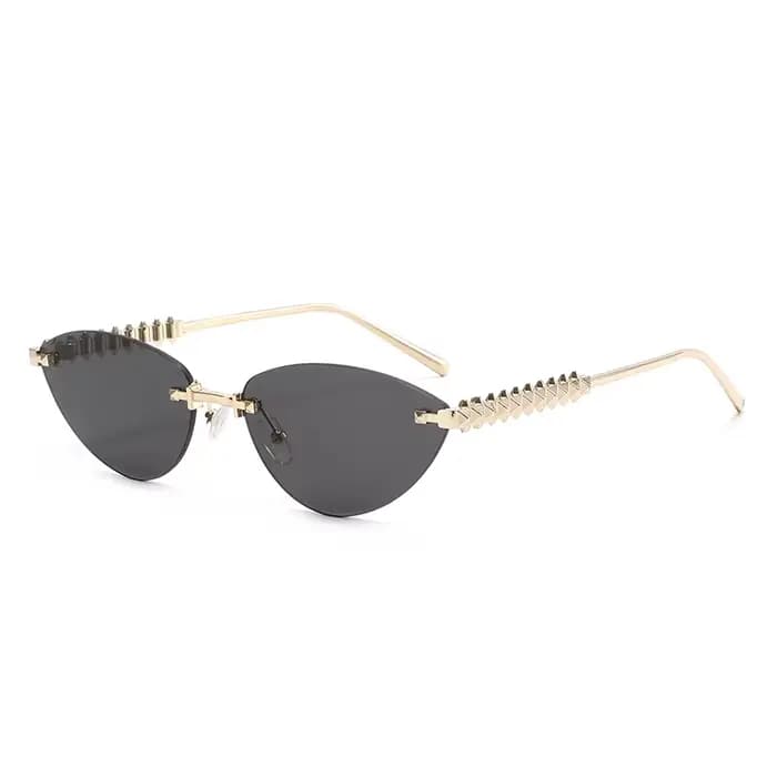 Lunettes de protection sans bords œil de chat Rivet lunettes de soleil femmes marque de luxe ovale d