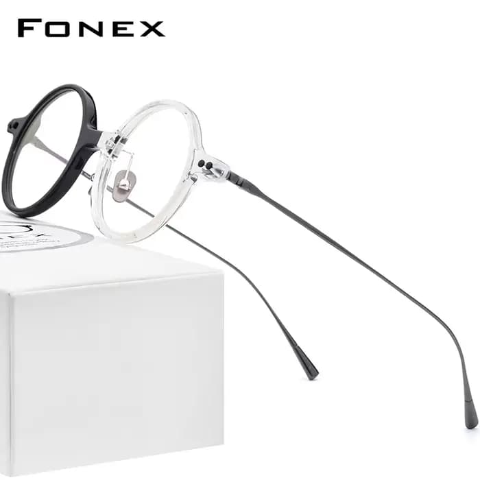 Monture de lunettes FONEX en acétate et titane pour femmes, nouveau design de marque, lunettes ronde
