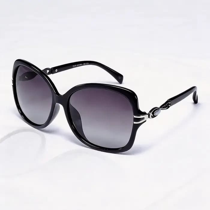 Lunettes de soleil carrées surdimensionnées pour femmes, monture noire, verres dégradés, protection 