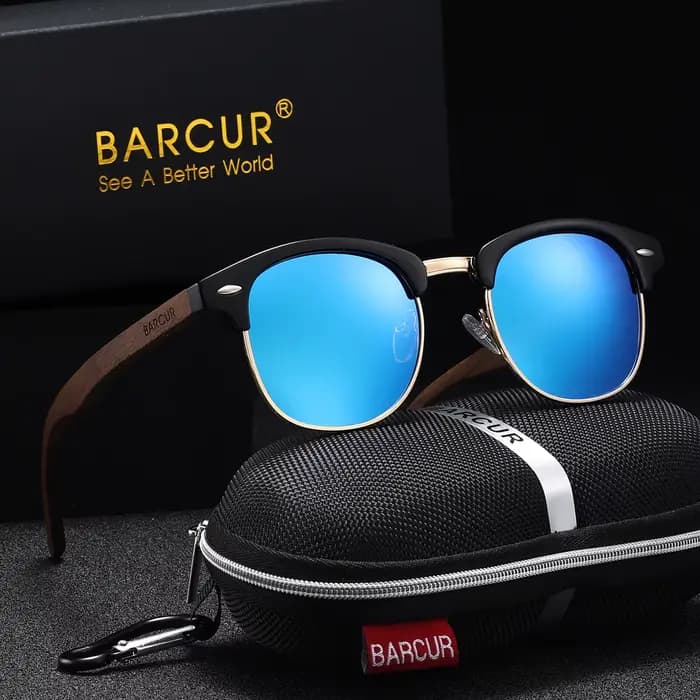 BARCUR-Lunettes de soleil polarisées en bois naturel faites à la main, pour hommes et femmes