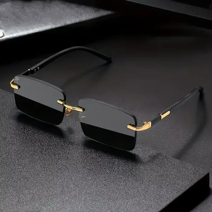 Lunettes de soleil sans bords rectangulaires, mode populaire pour femmes et hommes, petites lunettes