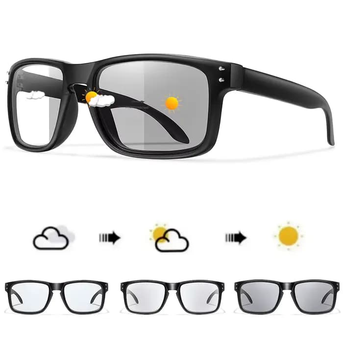 Lunettes de soleil photochromiques pour hommes et femmes, lunettes carrées classiques pour course en