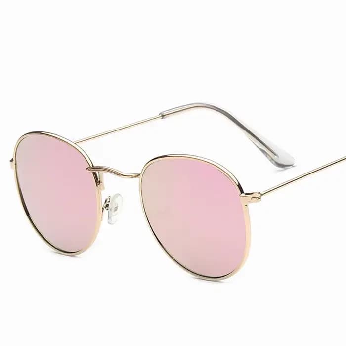 Petites lunettes de soleil rondes en métal rose pour femmes, marque vintage, lunettes de soleil clas