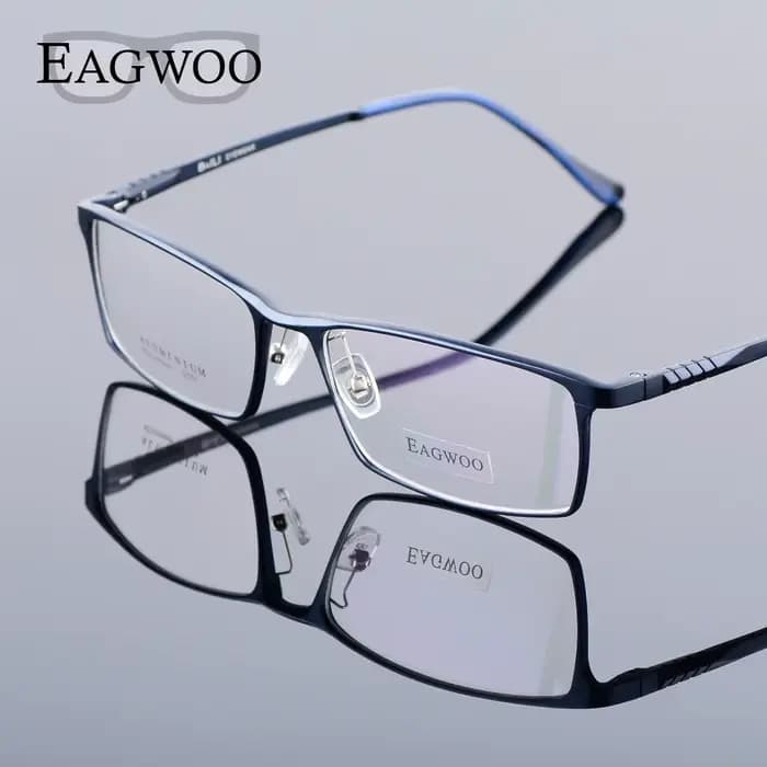 Eagwoo aluminium hommes large visage lunettes de Prescription jante complète cadre optique affaires 