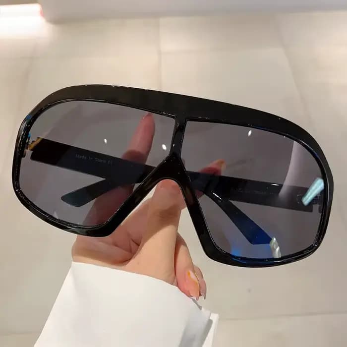 Vintage surdimensionné une pièce lunettes de soleil rondes pour femmes hommes marque concepteur mode