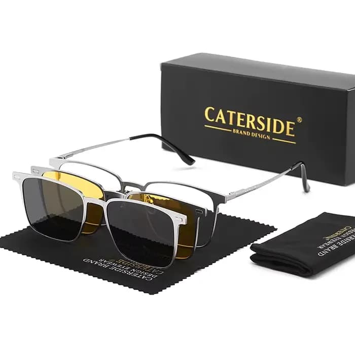 Caterside – lunettes de soleil polarisées pour hommes et femmes, monture métallique, ensemble de lun